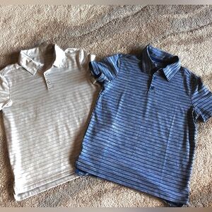 Set of 2 Boys’ All in Motion Golf Striped Polo shirt. Blue and Gray Size 8.